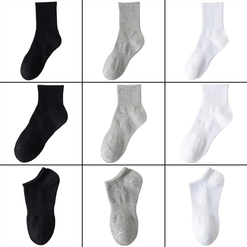Women's Medium High Socks All Season Black White Sport Double Bar Cotton Blend 10 Pairs2
