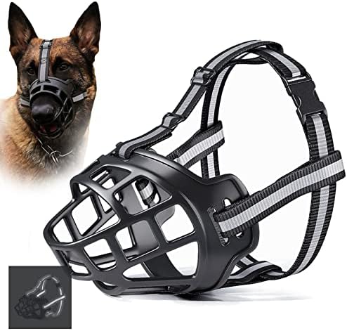 Pacify Dog Muzzles, 2023 Upgraded Reflective Basket Muzzle Breathable Soft Muzzle for Anti-Biting, Barking and Chewing