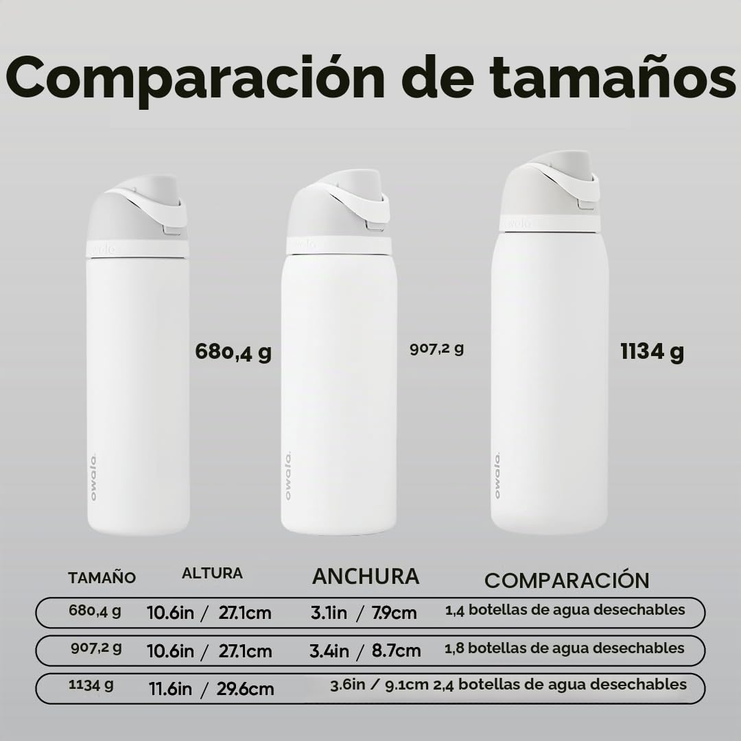 Owala FreeSip Botella de agua aislada de acero inoxidable con botón y popote integrado, 710 ml, malvavisco tímido