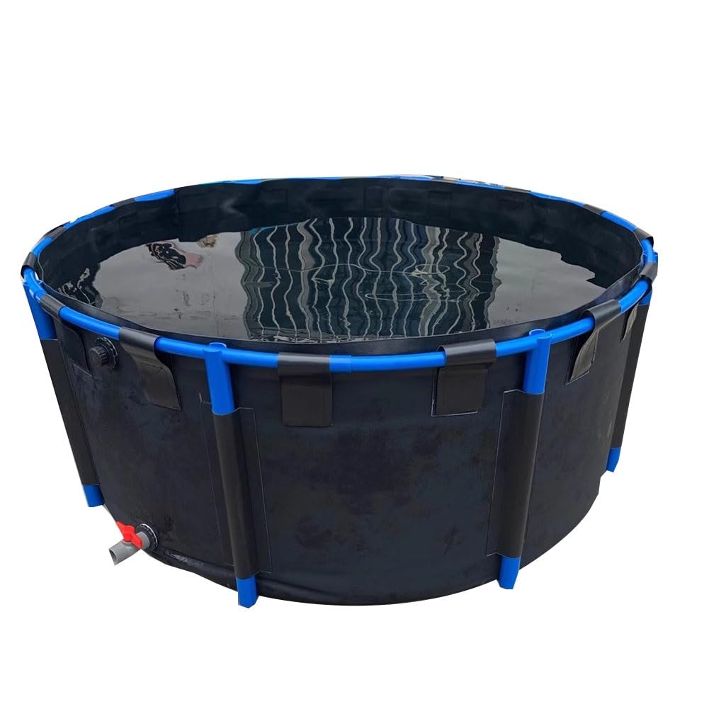 Piscina de marco negro, estanque de lona de PVC con válvula de drenaje para koi y peces dorados, marco de acero duradero de 1,2 x 0,6 m (680 l), piscina portátil para acuario