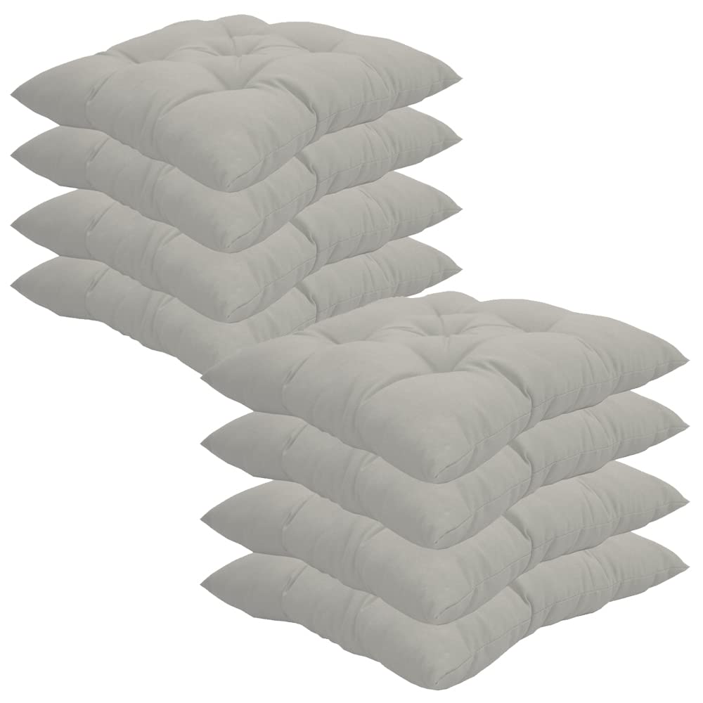 NYVI Stoelkussen 38 x 38 cm, ComfySeat wit, set van 8, zitkussen met 6 cm Comfort zitkussen, voor binnen en buiten, tuinstoelkussen van katoenmix, Öko-Tex 100