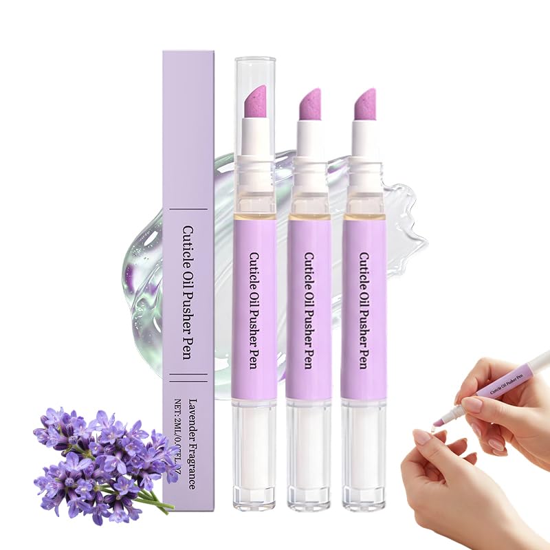 2-in-1 Cuticle Oil Pusher Pen, 2026 New Ceramic Cuticle Pusher & Nail Oil Pen for Dry & Damaged Nails Hangnails Moisturize Strengthen Brighten, Nail Care Pen Tool for Manicure & Pedicure (3pcs)