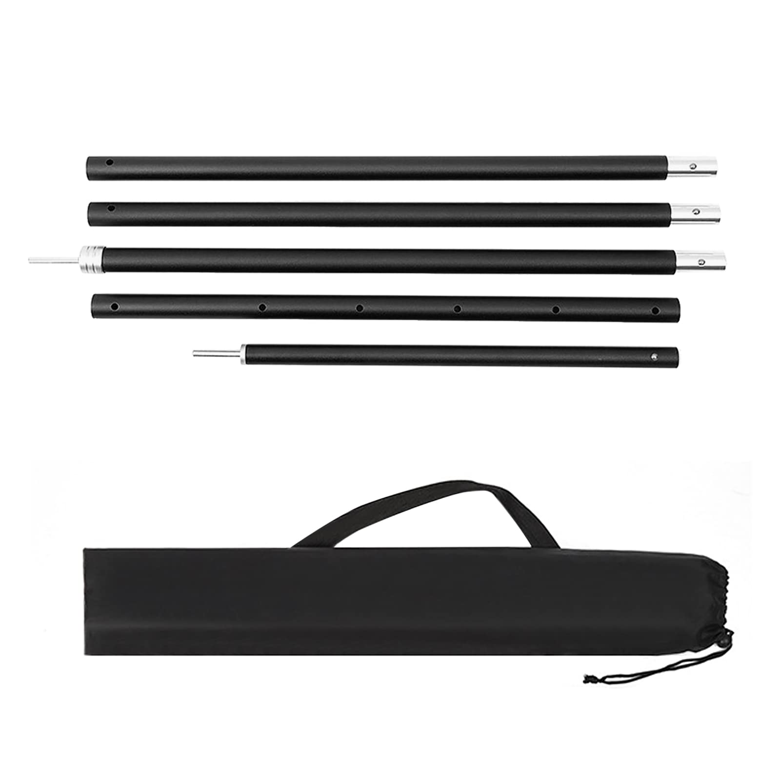 Generic Regulowane Aluminiowe Słupki Plandekowe do Ram Markiz, Lekkie Słupki Nośne o Długości 2,9 M do Pieszych Wędrówek i Wędrówek z Plecakiem, Czerwone Aluminium (BLACK)