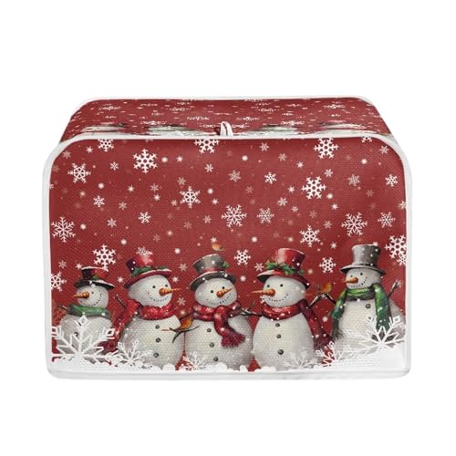 Image of Talayituse Snowman Snowflake Print 2 Slice Toaster Covers Dust Protection Bread Maker Covers Toaster Oven Cloth Cover Kitchen Accessories Washable Appliance Cover Christmas Decoration