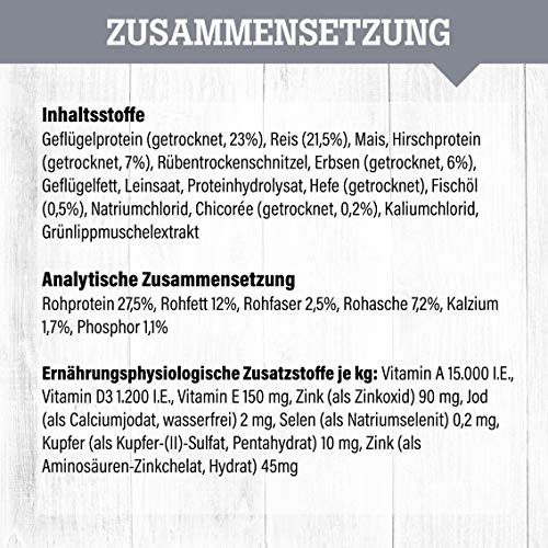 daily choice Basic - 30 kg - Trockenfutter für Hunde - mit Wild, Reis und Erbsen - Keine minderwertigen Kohlenhydrate - Weizenfrei - Mit Grünlippmuschel und Chicorée