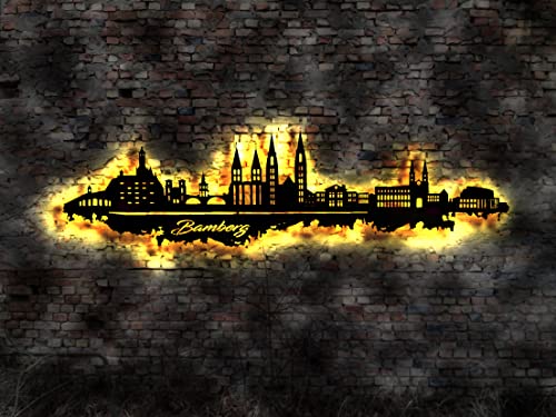 3D LED Deko Skyline Bamberg Wandtattoo Skyline Aufkleber Buch Stadtplan map...
