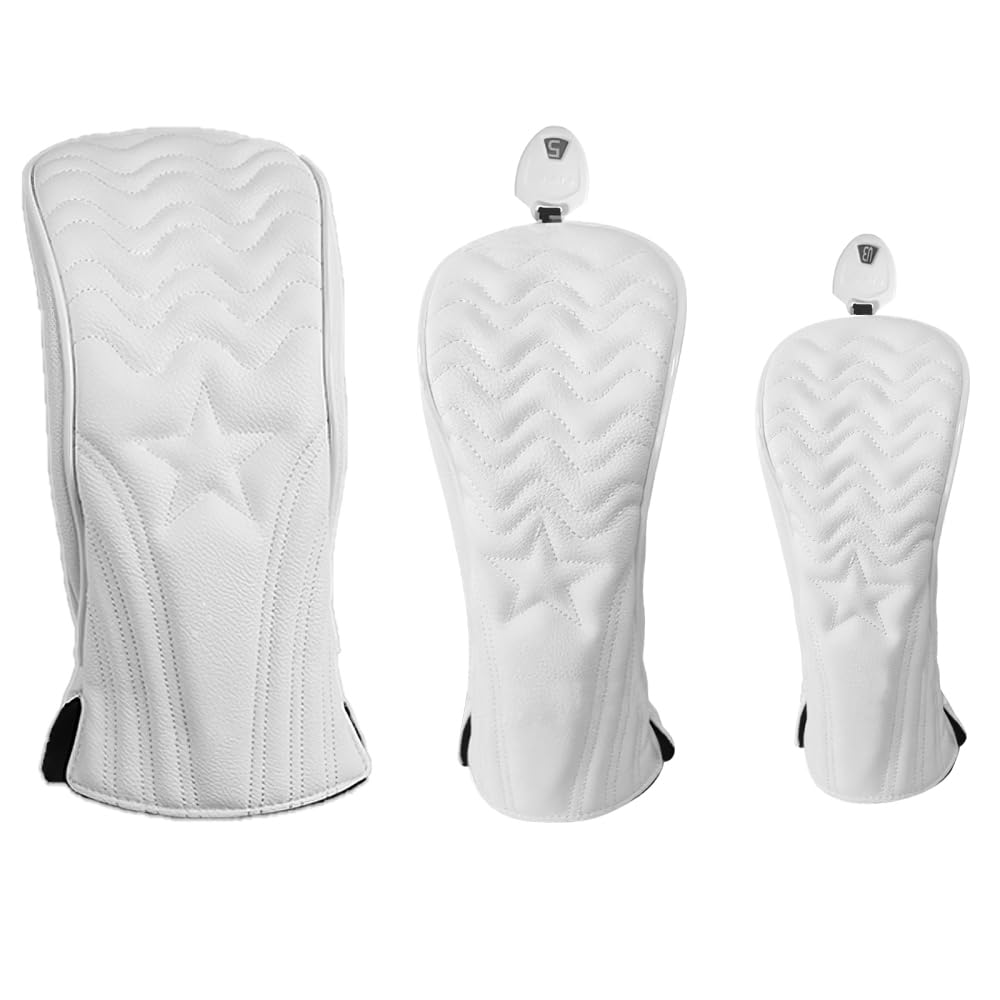 Couvre-têtes de Clubs de Golfs, 1/3 Pcs Housse Clubs Golfs en Cuir PU, Capuchon Protege de Putter Golfs pour Golfeurs Droitiers et Gauchers