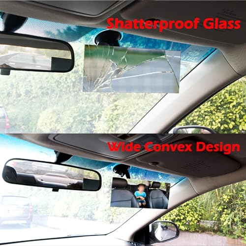 Image of Unifizz Suction Cup Baby Car Mirror,Adjustabe Long Arm HD Glass Convex Wide Angle Interior Rearview Baby Rear Facing Mirror Rectangle Rear View Mirror (Frameless Rectangle, Large,6.7 inch X 2.9 inch)