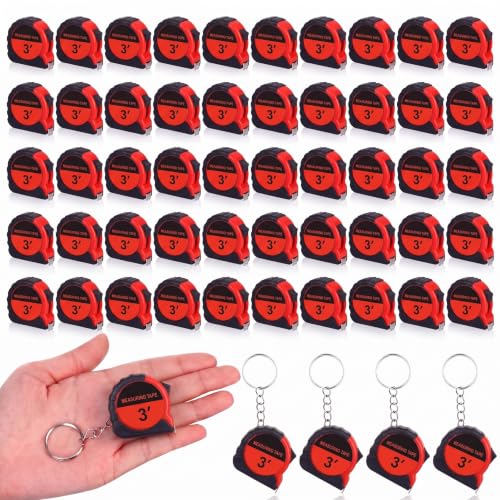 Kanayu 30 Pcs Pcs Mini Measuring Tape with Keychain, 3 ft, Red