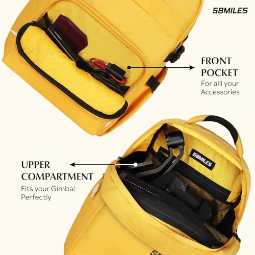 Image of Camera Bag for DSLR & Mirrorless - Professional Travel Camera Backpack - Includes Anti-Theft Zipper, Laptop Compartment, Rain Cover, Shockproof Custom Dividers, Drone, Tripod Holder - Yellow