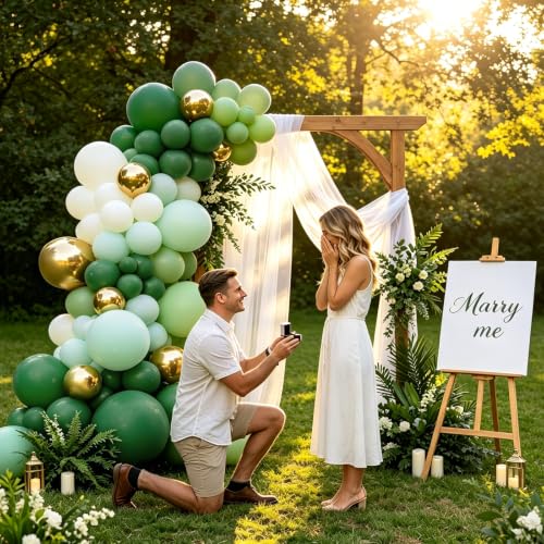 Image of Sage Green Balloon Garland Arch Kit, Mint Green,Gold,Sand White,144 pcs