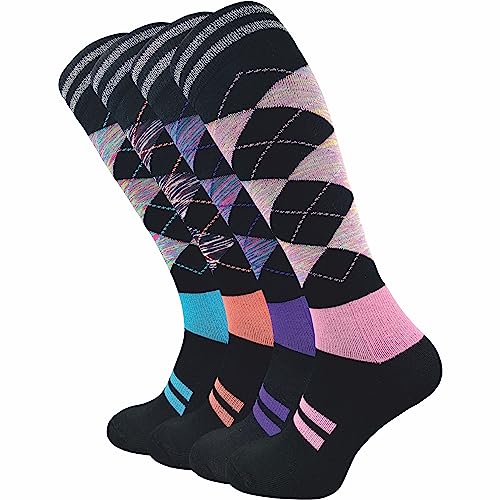 GAWILO Damen Reitsocken (4er-Pack) karierte Kniestrümpfe...