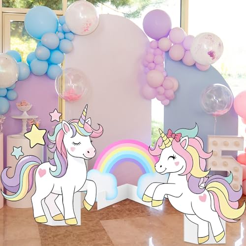 Image of 3 Pcs Unicorn Stand Party Decorations Set with Sturdy Bases Big Yard Sign for Themed Party Baby Shower, Photo Booth Props Indoor Outdoor