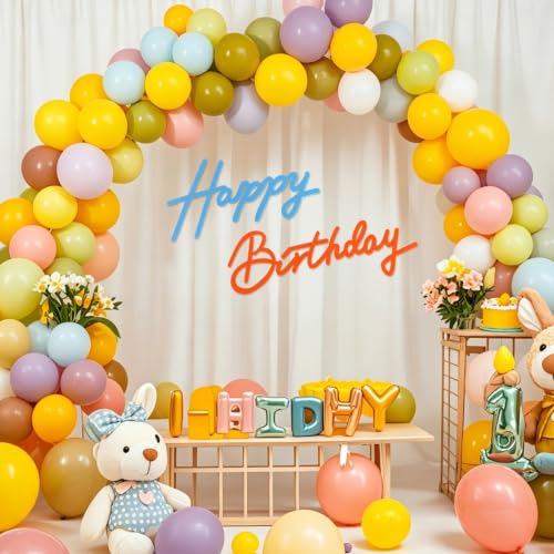 Image of TONIFUL Happy Birthday Sign for Backdrop - Orange Blue Felt Banner - Includes Dot Glue - Perfect for Birthday Party Backdrop,Wall Decr,Balloon Arch,Photo Background