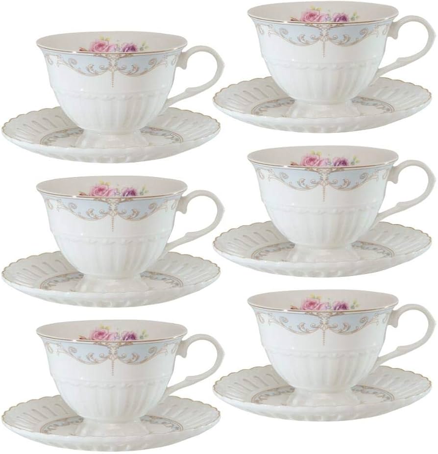 Jogo 6 Xicaras para Chá Porcelana Mon Cheri 230ml New Bone L