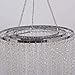 FlavorThings Modern Chrome Beaded Hanging Chandelier (W10.25 x H20”)，3 Tiers Beads Pendant Shade, Ceiling Chandelier Beaded Lampshade with Acrylic Jewel Droplets (Crystal Iridescent)