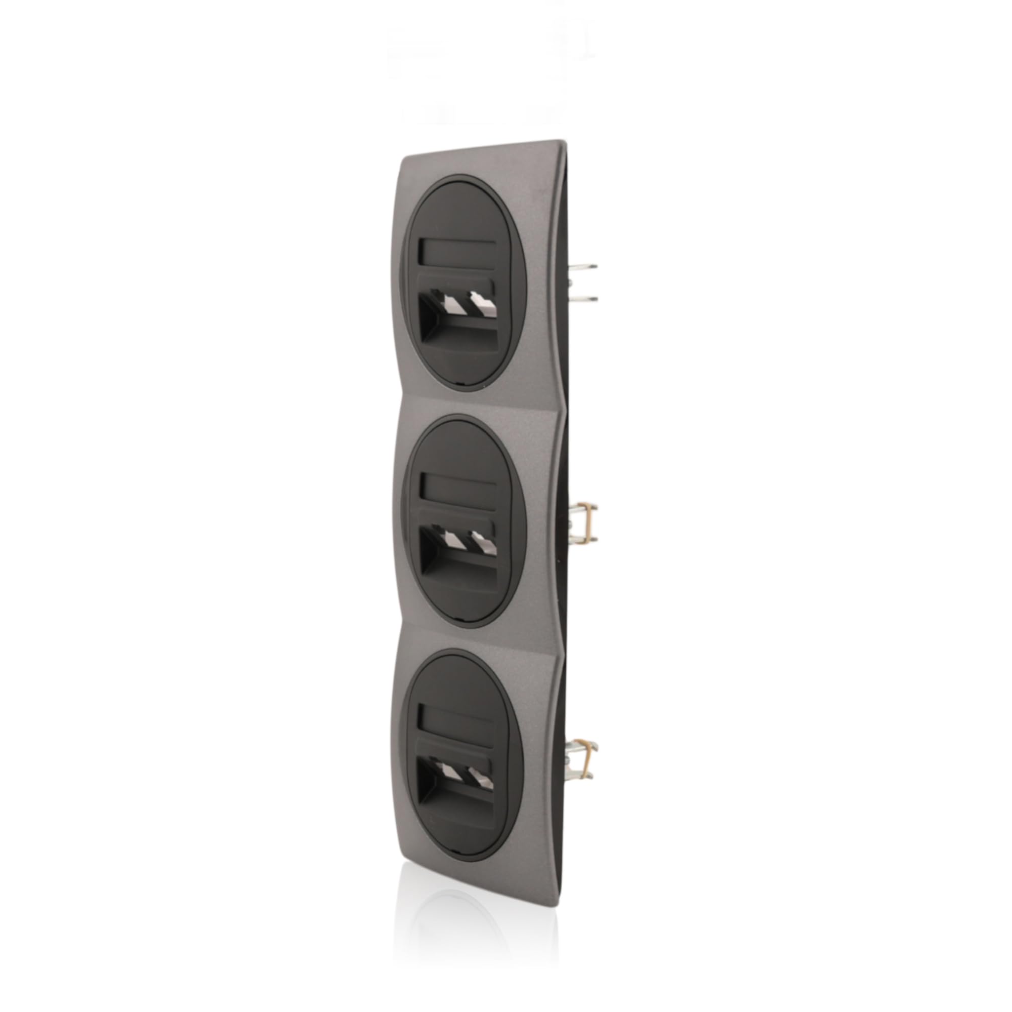 Set 3x Datenbuchse Schwarz 2xRJ45 Cat 6 FTP Ø60mm & 3fach Rahmen vertikal Anthrazit/Schwarz 80x222mm
