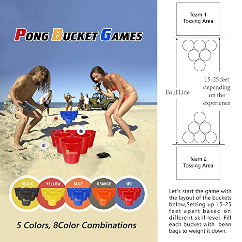 Ep Exercise N Play Backyards Pong Games | Giant Yard Pong Bucket Yard Pong Game Set With 12 Buckets | Toss Game For Family And Friends (Black/Orange) #TOP5