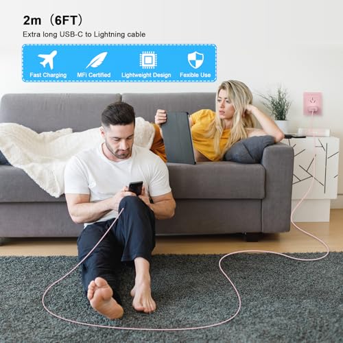 Image of [Apple MFi Certified] iPhone Charger Fast Charging 6FT Compatible for iPhone 14 /13 /12 /11 Pro Max /Xs Max /XR /X 2Pack 20W Type C Fast Charger Block with 6FT USB C to Lightning Data Sync Charging Cable