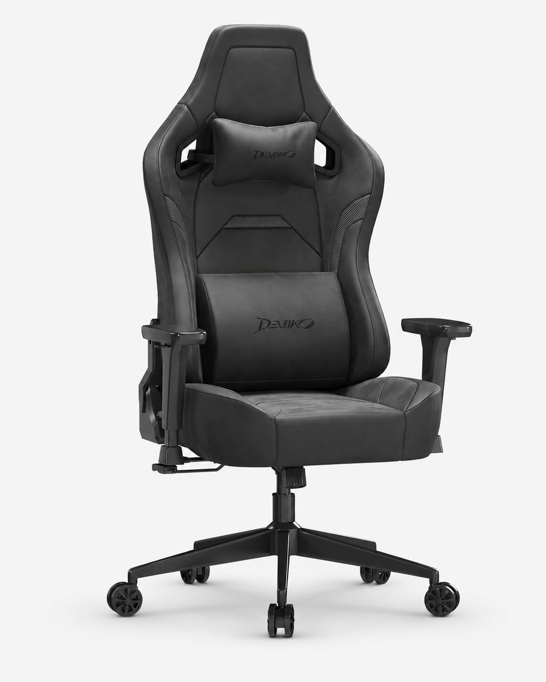 Devoko Suédine Chaise Gaming Confortable, Chaise Bureau Ergonomique avec Accoudoirs 3D, Fauteuil Gaming Inclinable 90°-135° for Gamer, Office, Charge Maximale 200Kg,Noir