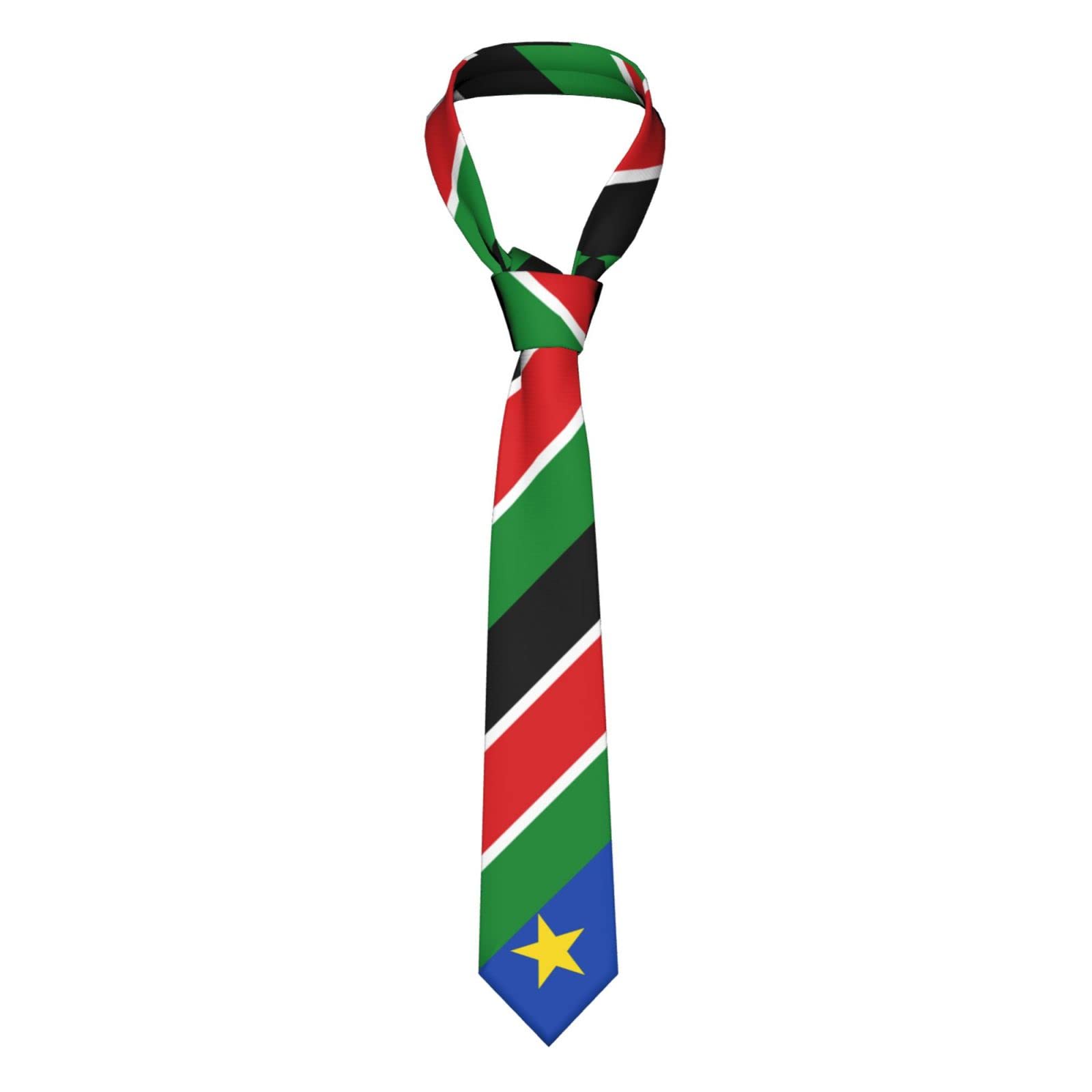 DABOYOZHZH South Sudan Flag Cool Striped Necktie Men'S Neck Ties Mens Party Business Neckties Soft Skil Tie