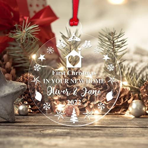 Handmade By Stukk Personalised First Christmas New Home Bauble 1st Xmas Tree Decoration Gift