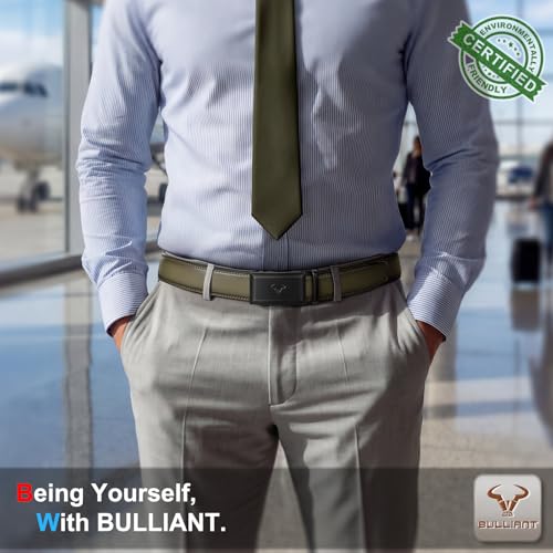 Image of BULLIANT Ratchet Trimmable Leather Belt for Men Adjustable 1 3 /8-Gift Boxed | Smooth Sliding | Micro Adjustable Fit | Tailored Size | Holeless Understated Elegance