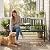 VINGLI 59" Outdoor Metal Bench Patio Bench with Built in Table Park Bench Garden Bench, Outside Benches Weather Proof Front Porch Bench for Yard Lawn Decor Deck