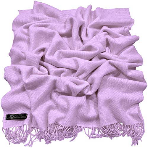 CJ Apparel Lilac Light Purple 100% Cashmere Shawl Pashmina Scarf Wrap Stole Head Wrap Hand Made in Nepal New3