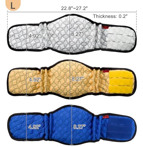 Image of Mkono Male Dog Belly Band Wraps Washable Dog Diapers Male for Small and Medium Dogs, Waist 19.2 Inches to 23.8 Inches(3 Pack,Blue,White,Yellow)