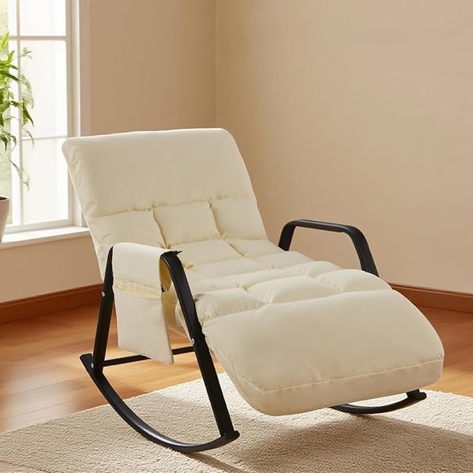 Rocking Chair with Thick Padding,Glider Chair for Nursery with Adjustable Backrest and Leg Rest,Zero Gravity Chair for Living Room,Bedroom