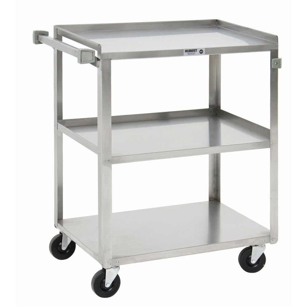 Utility Cart with 3 Shelves Stainless Steel - 27 1/2" L x 16 1/4" W x 32 1/8" H by HUBERT – Stainless Steel, Model ENC311SS
