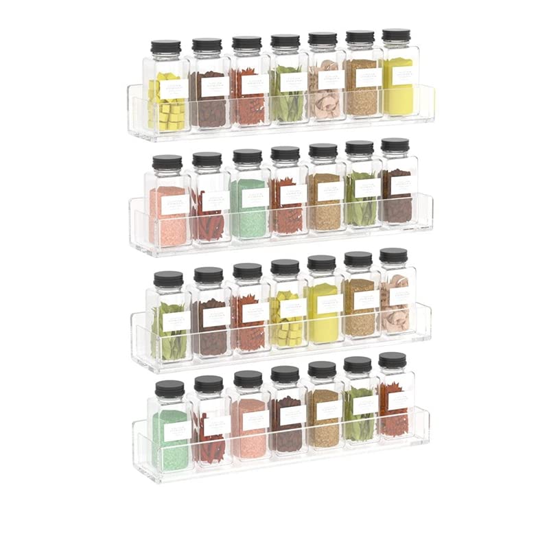 Lot De 4 Organiseurs De Rangement Acrylique Transparent Empilables - Pour étagère Cuisine, épices, Vaisselle