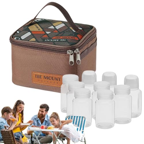 Borsa portatile da campeggio con 9 barattoli per spezie kit per da contenitori per allaperto in tessuto Oxford 600D organizer per condimenti da per viaggi
