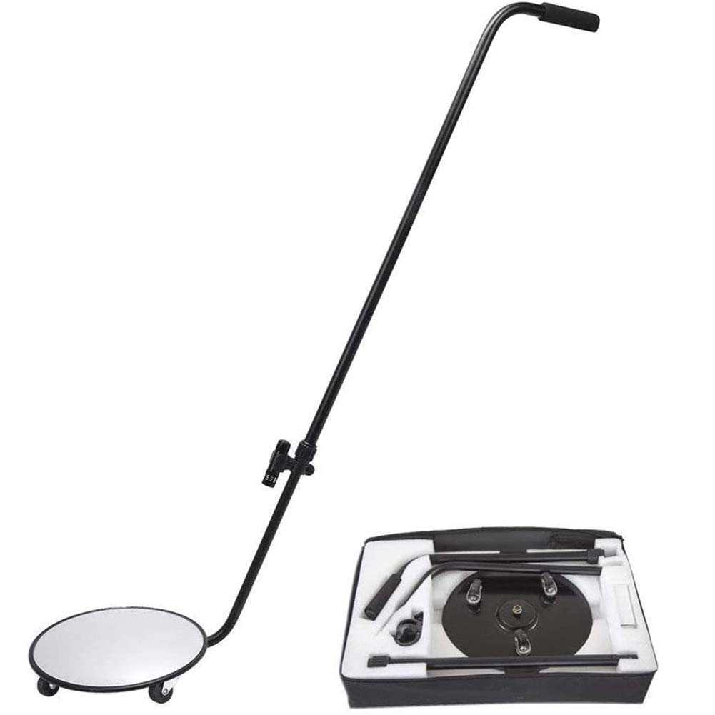 Specchietti per ispezione veicoli, Specchietti per ispezione veicoli, Maniglie telescopiche regolabili, Specchietti di sicurezza con ruote e luci a LED con un diametro di 12 pollici, Attrezzatura pe