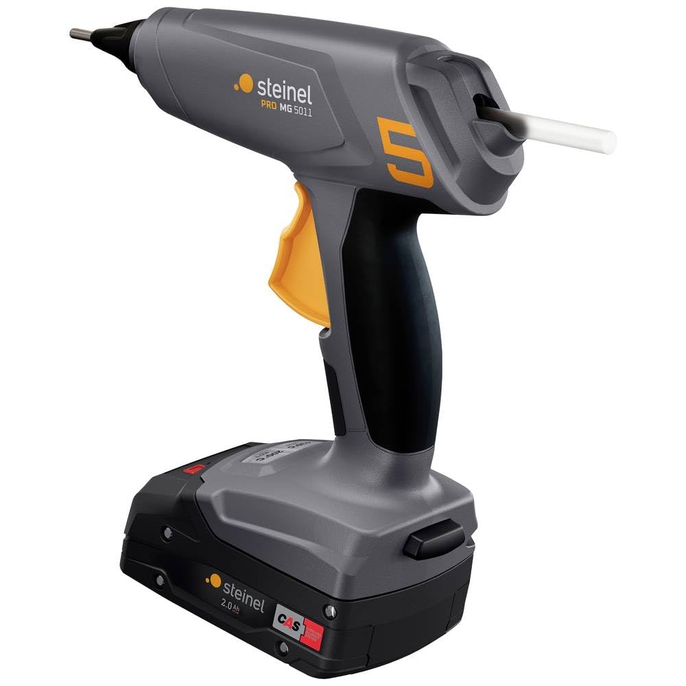 Steinel MobileGlue 5011 pistola incollatrice a caldo senza fili | incl. batteria CAS 18 V 2,0 Ah, caricatore, 3 stick di colla 11 mm, 130°C/200°C