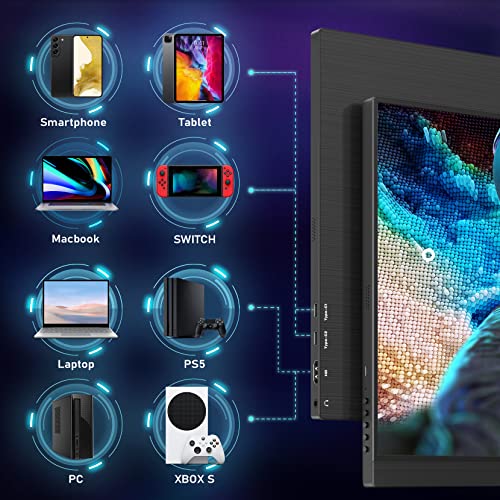 Image of HONGO 2K 120Hz Portable Gaming Monitor, 16 inch 2560x1600 QHD 16:10 Portable Monitor for Laptop with VESA & Cover, HDR External Second Screen for PC Phone Switch