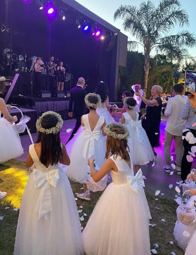 Flower Girls Lace Pearl Ball Gowns with Bow-Knot First Communion Dresses Floor Length Dress for Wedding2