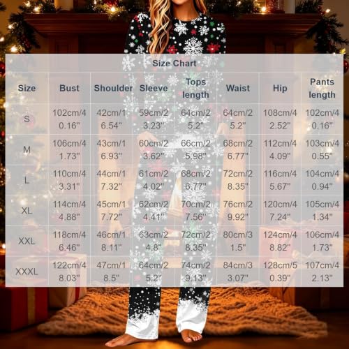 YNCSZEC Christmas Pajamas Women Long Sleeve Printed Pjs Set 2 Piece Pullover Sleepwear Soft Cute Lounge Outfits Multicolor christmas family pajamas S - image 4