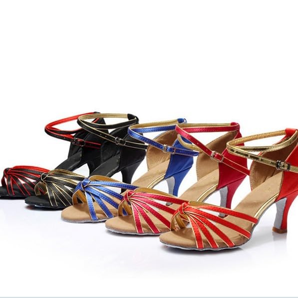 Women's Latin Dance Shoes Satin Professional Heeled Ballroom Salsa Practice Performance Tango Party Dance Shoes3