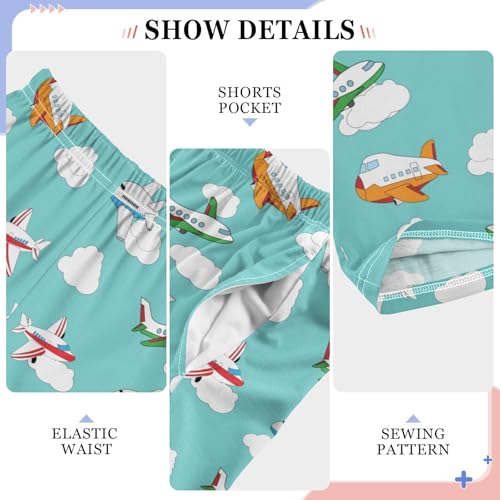 ZZXXB Aircraft Cloud Boys Long Pants Soft Trousers Elastic Waist Kids Lounge Bottoms with Pockets S-XL4