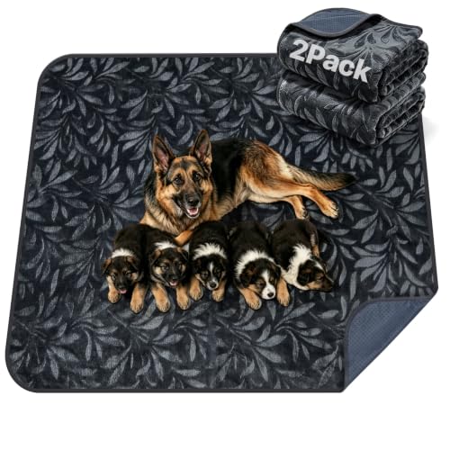 Image of LOOBANI 48 inchx48 inch Whelping Pads for Dogs, Playpen, Floor, 2 Pack, Dark Gray