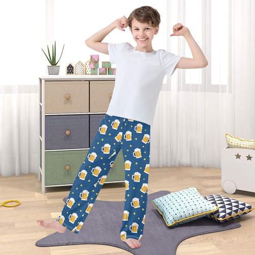 Pajama Pants Long Track Pants Beer Mugs Blue Sweatpants Athletic for 6-14 Years3