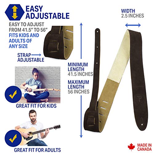 Perri’s Leathers Ltd. – Sangle de Guitare – Longueur Ajustable – Rembourrage en Peau de Mouton – Brun – Fabriquée au… - Les Beatles, Paul McCartney, John Lennon, RIngo Starr, George Harrison Perri's Leathers Ltd. - Sangle de Guitare - Longueur Ajustable - Rembourrage en Peau de Mouton - Brun - Fabriquée au… – Image 3