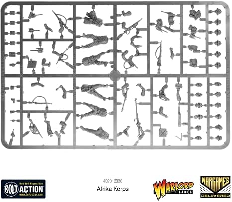 Bolt Action Miniatures - Warlord Games Afrika Korps Infantry Set 28mm Miniatures + Digital The Western Desert - Military Action Figures and WW2 Model Miniatures by Wargames Delivered