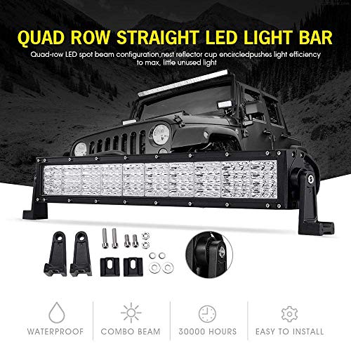 POWLAB LED Light Bar 22 inch Quad Row 120W LED Driving Light Off-Road Lights Spot Flood Combo Work Light Fog Lamp 12000lm Waterproof for SUV, ATV, UTV, Jeep, Vehicle, Pickup