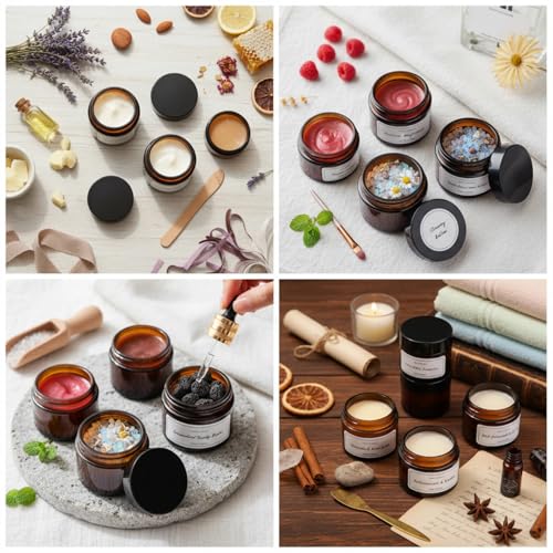 Image of Layhit 60pcs 2 oz Glass Jars with Lids Airtight Jars Bulk,Amber