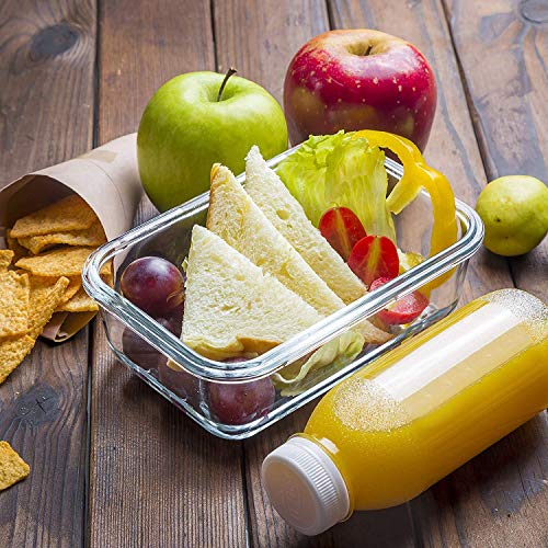 Image of Borosilicate Rectangle Glass Food Storage Container With Air Tight Lids - (Set of 3-370 ml, 640 ml, 1040 ml)