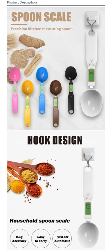 500g/0.1g High Precision Home Kitchen Plastic Scale Electronic Weighing Food Scale Spoon Digital Kitchen Scale