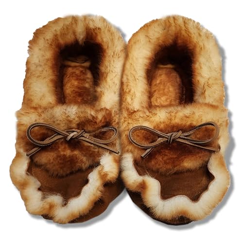 Women's Sheepskin Moccasin Slippers - With Sole - Made In The USA (US Women's Size 10/11)